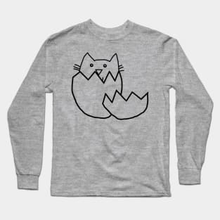 Minimal Cute Cat Hatching from Egg Long Sleeve T-Shirt